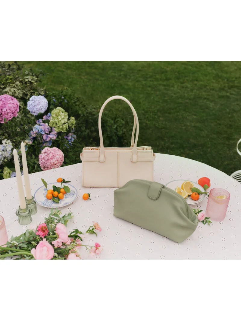 Free Assembly Women's Faux Leather Clutch Handbag, Sage Green | Walmart (US)