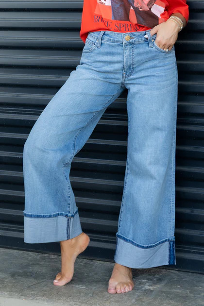 Meg High Rise Wide Leg Roll Up Jean | The Willow Tree