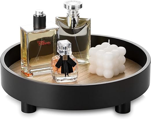 Hanobe Decorative Bathroom Vanity Tray : White Round Wood Riser for Display Decor Cosmetic Perfum... | Amazon (CA)