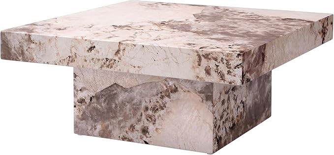 Acme Fultan Contemporary ECC/Wood Square Coffee Table in Beige Engineered Stone | Amazon (US)