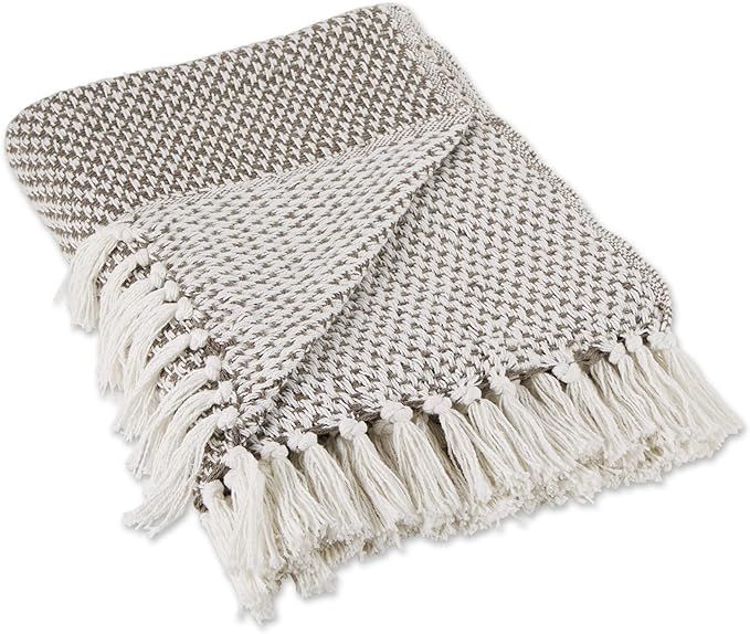 DII Woven Throw Collection 100% Cotton, Basketweave, 50x60, Brown | Amazon (US)