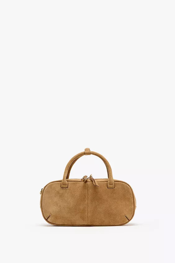 MINI DOUBLE HANDLE SUEDE BAG | Zara US