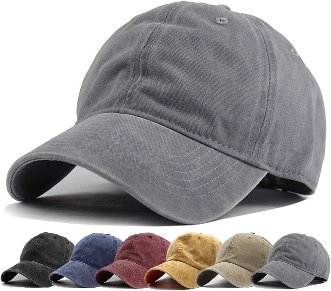 Men Women Washed Distressed Twill Cotton Baseball Cap Vintage Adjustable Dad Hat | Amazon (US)