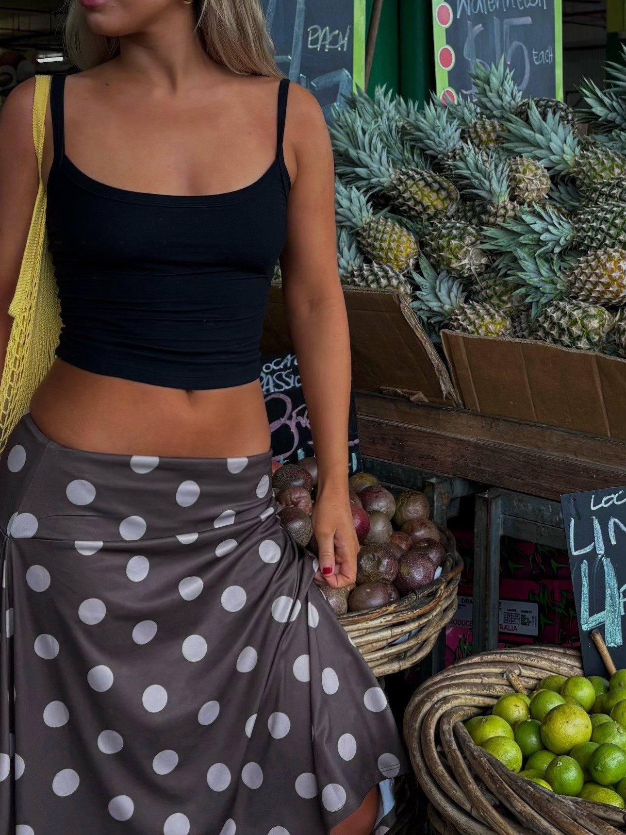 Top is white fox and skirt is Glassons midi also comes in black and red and white stripes xx