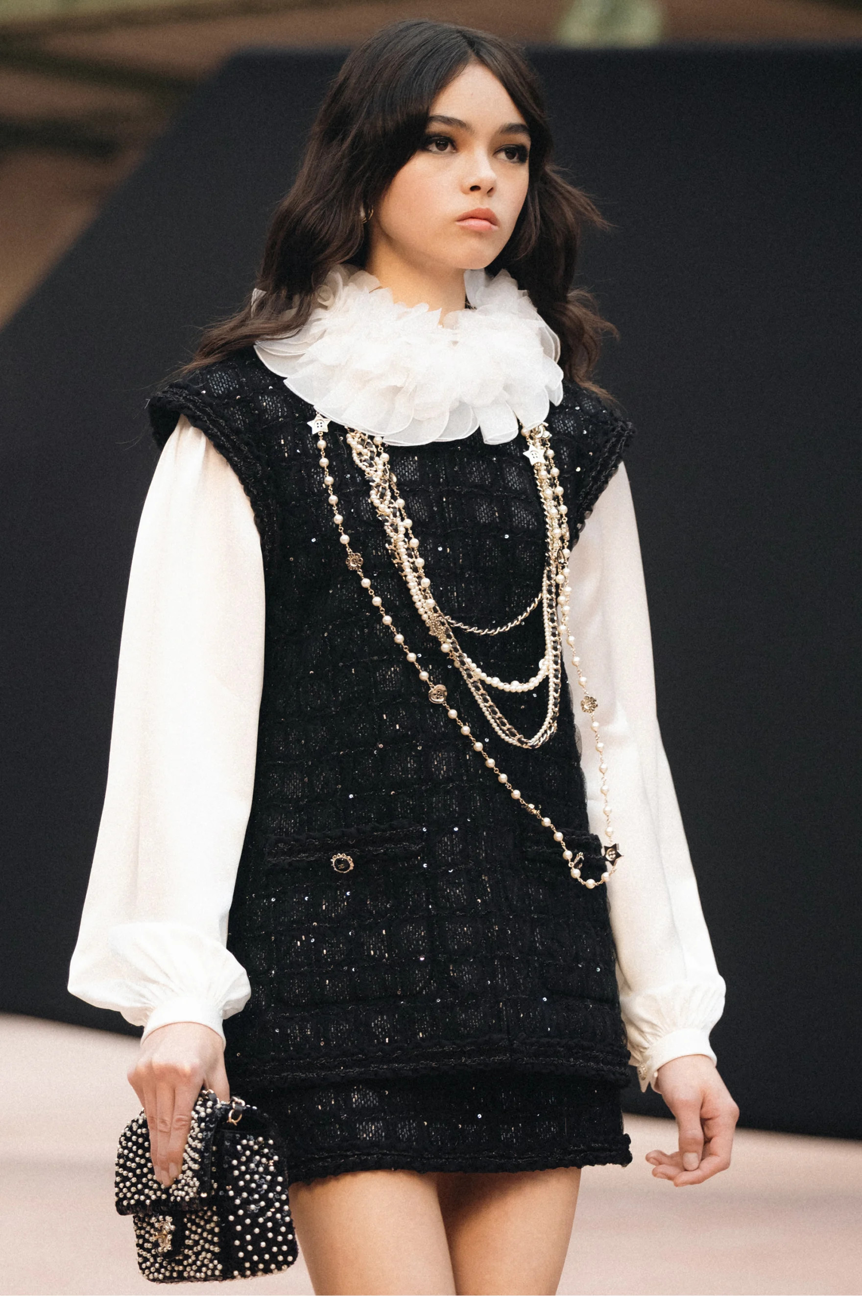 Vest - Sequin embroidered iridescent woollen tweed & tulle, black & silver — Fashion | CHANEL | Chanel, Inc. (US)
