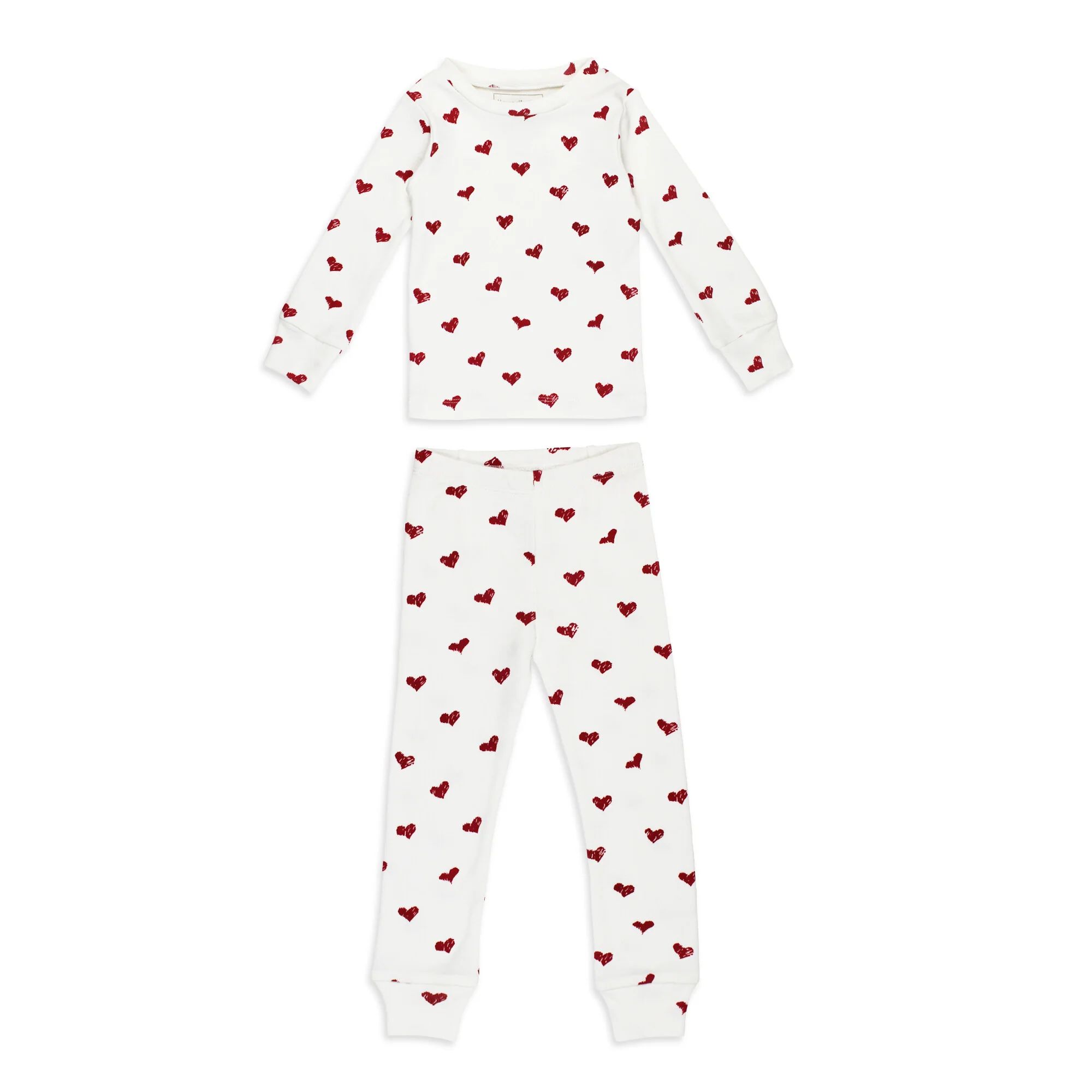 Kids' Organic L/Sleeve PJ Set in Crimson Hearts | L'ovedbaby