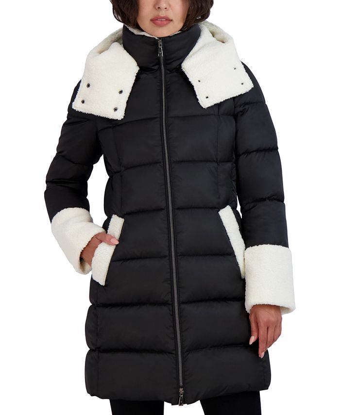 Women's Fleece-Trim Hooded Puffer Coat | Macys (US)