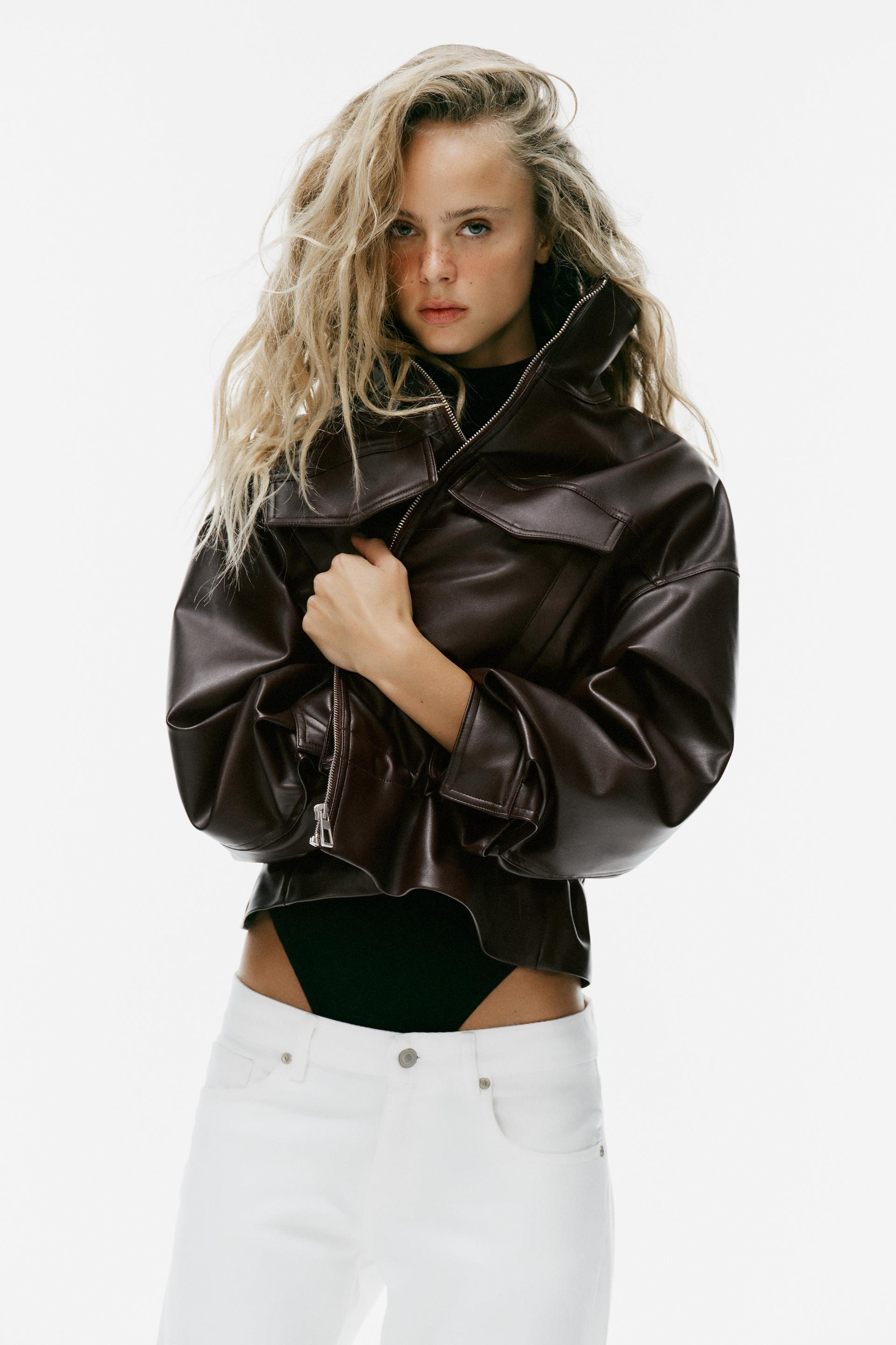 Zara - Faux Leather Adjustable Waist Jacket - Black - L - Woman | Zara US
