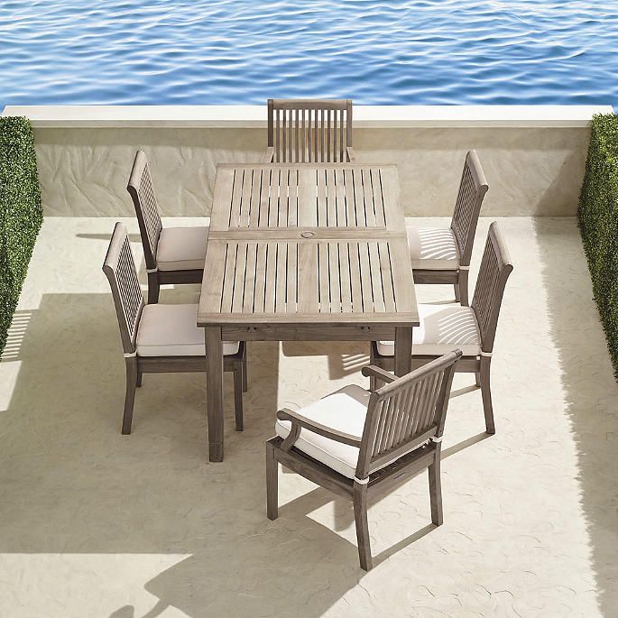 Cassara 7-pc. Rectangular Dining Set in Weathered Finish | Frontgate | Frontgate