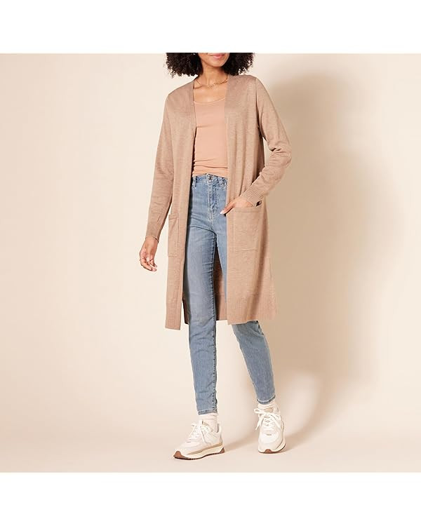 Amazon Essentials womens Lightweight Longer Length Open-Front Long-Sleeve Cardigan Sweater (Avail... | Amazon (US)