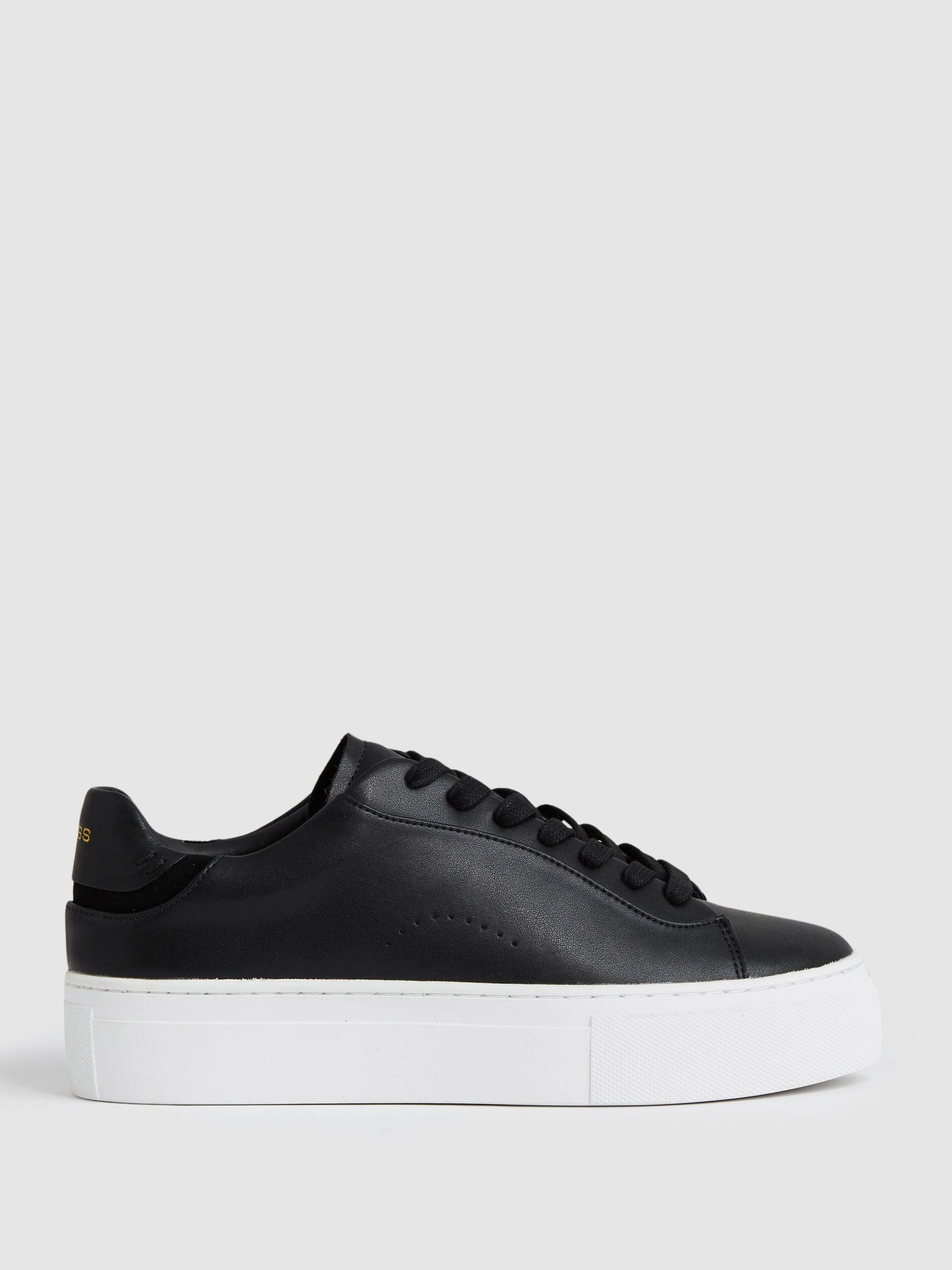 Reiss Leather Low-Top Trainers in Black - REISS | Reiss UK