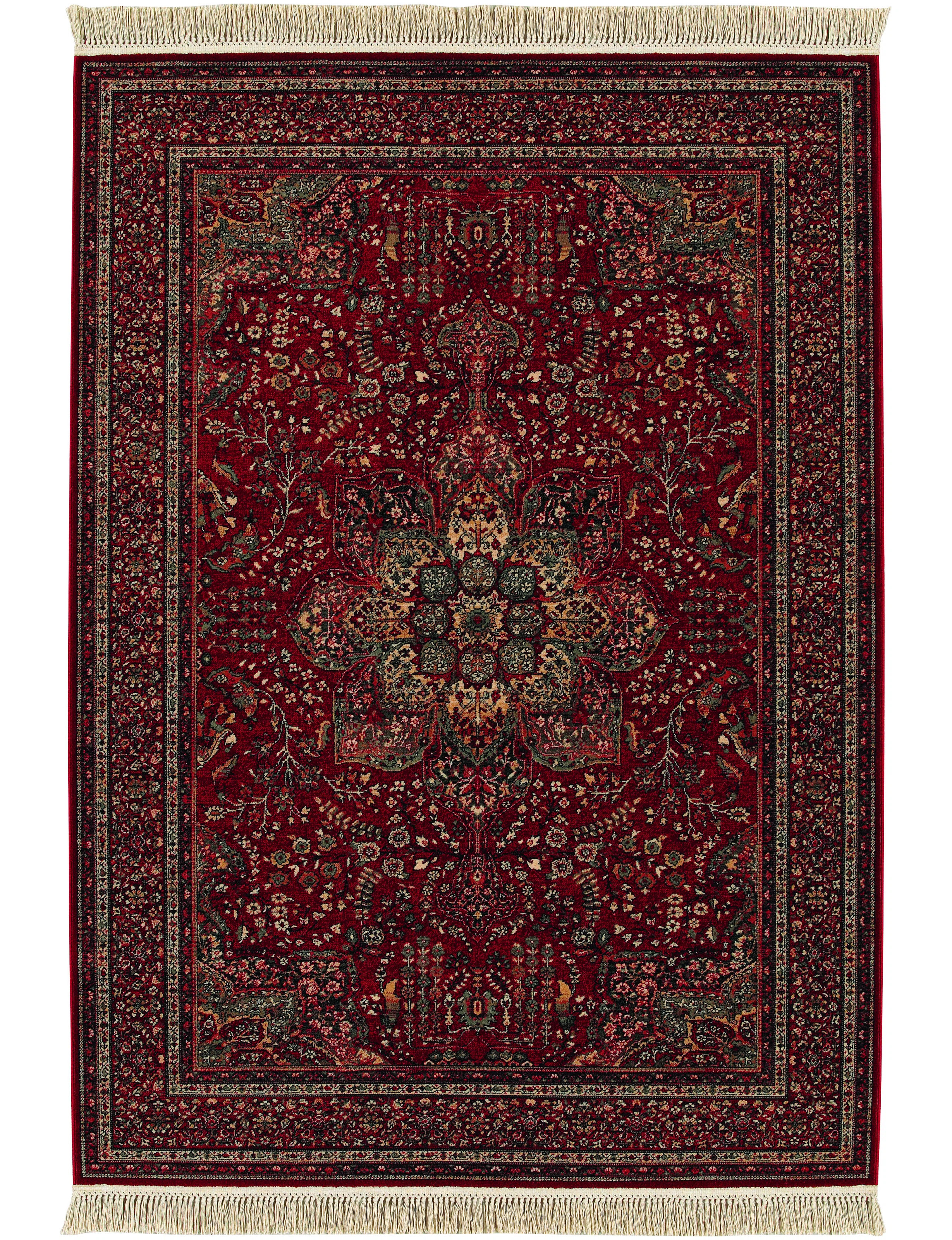 Doughman Oriental Floral Antique Red Fringed Wool Area Rug | Wayfair North America