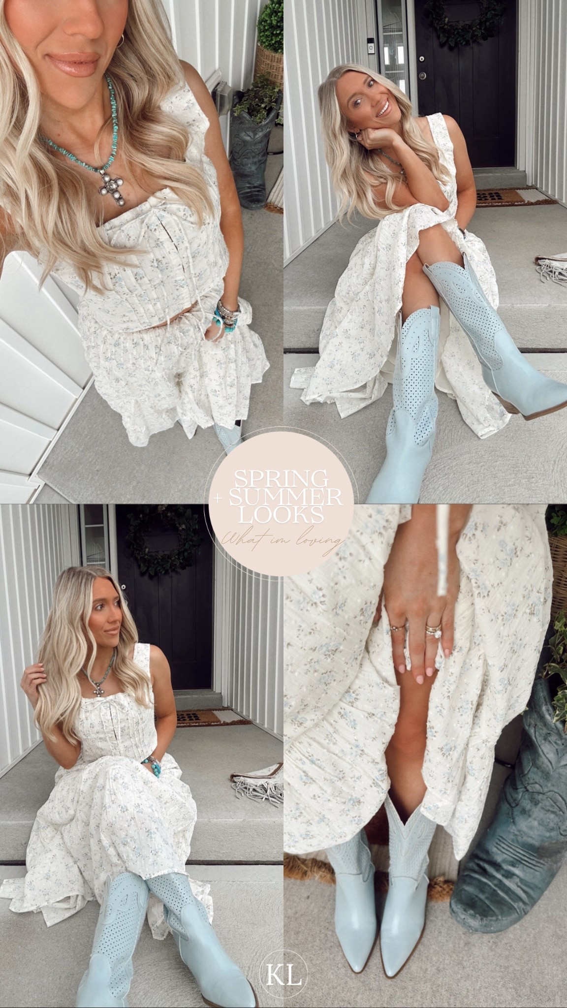 Sittin’ pretty in my favorite spring combo — flowy florals + pastel cowgirl boots. This dress is made for twirls, and these boots were made for compliments! Everything’s linked on LTK for your next cottagecore cowgirl moment.🧺🫐🍃✨🌿🌾

#LTKSpringStyle #LTKUnder100 #LTKWesternStyle #BohoChic #CottagecoreVibes #PastelBoots #SpringOutfitInspo #WesternFashion #FloralDressSeason #OOTD
