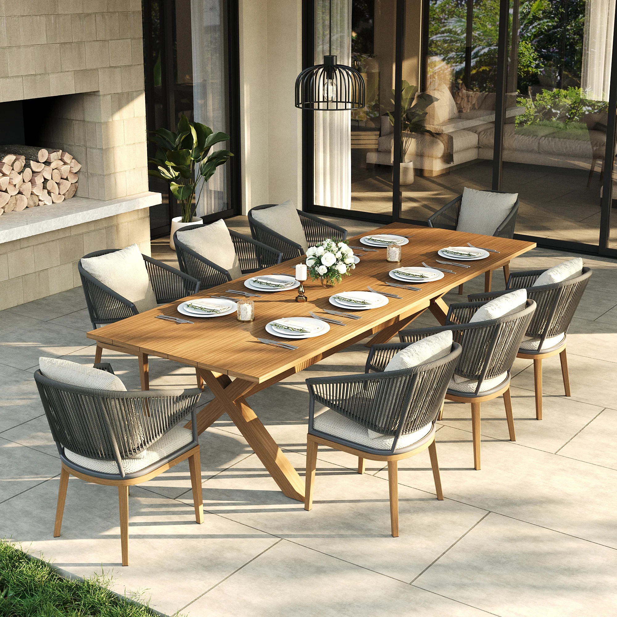 Rectangular Outdoor Dining Set With Cushions | Wayfair North America