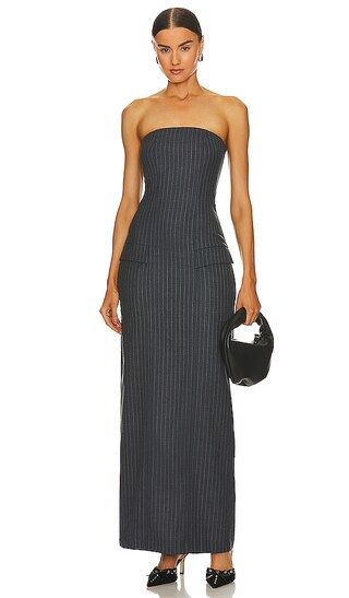 Pine Strapless Maxi Dress in Charcoal Pinstripe | Revolve Clothing (Global)