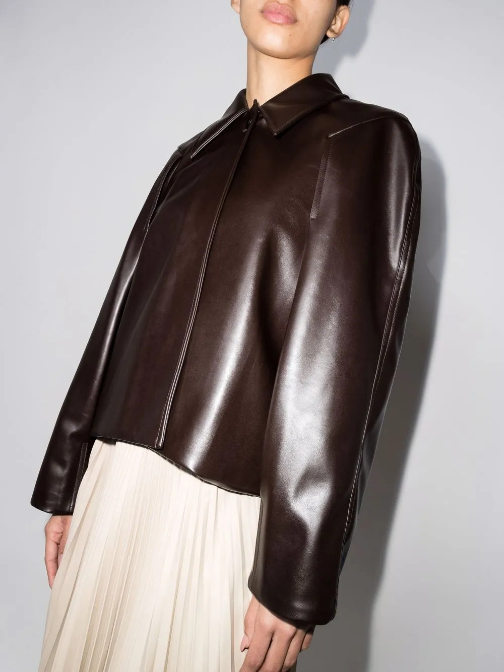 Low Classic Tuck Sleeve faux-leather Jacket - Farfetch | Farfetch Global