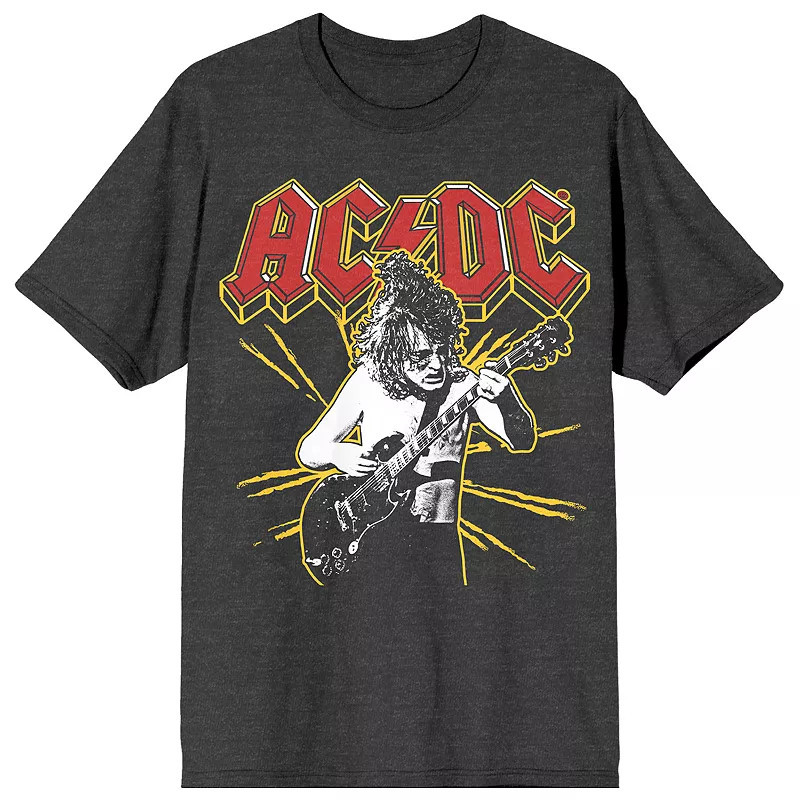 Junior's AC/DC Yellow Spark Graphic Tee, Girl's, Size: XXL, Gray | Kohl's