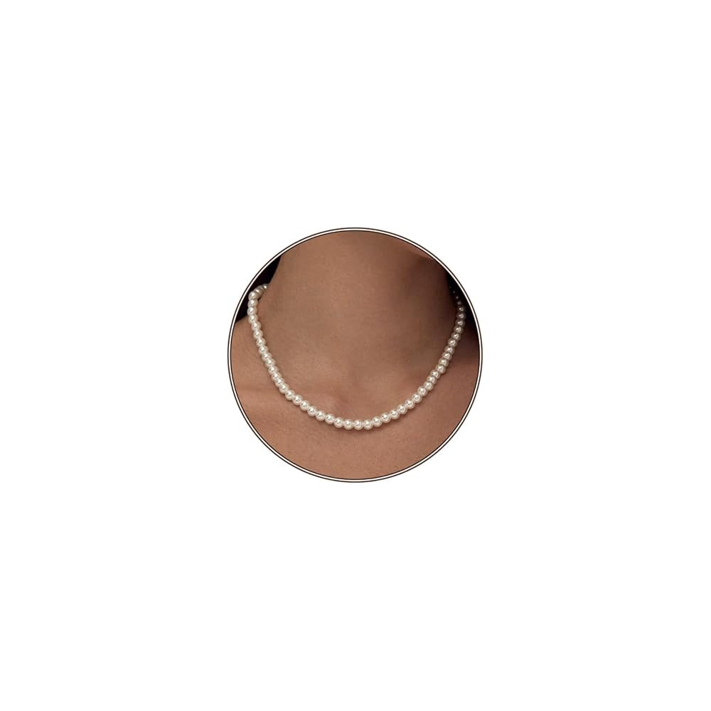 Zeffy Pearl Necklace 4MM/6MM/8MM Dainty Round Imitation Pearl Choker Necklace Wedding Pearl Neckl... | Amazon (US)