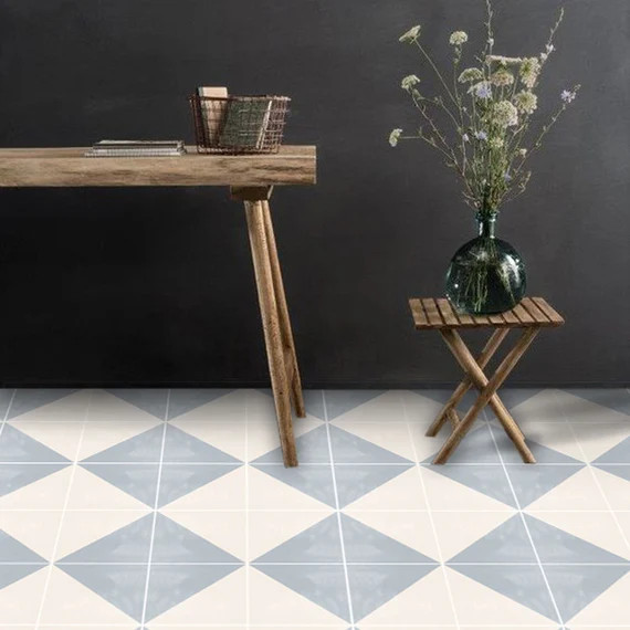 Vinyl Floor Tile Sticker - Floor decals - Carreaux Ciment Encaustic Oslo Tile Sticker Pack in Gre... | Etsy (US)