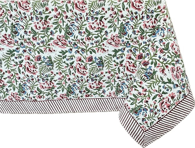 ATOSII Ambrosia 100% Cotton Square Boho Spring Summer Tablecloth, Handblock Floral Table Cloth Li... | Amazon (US)