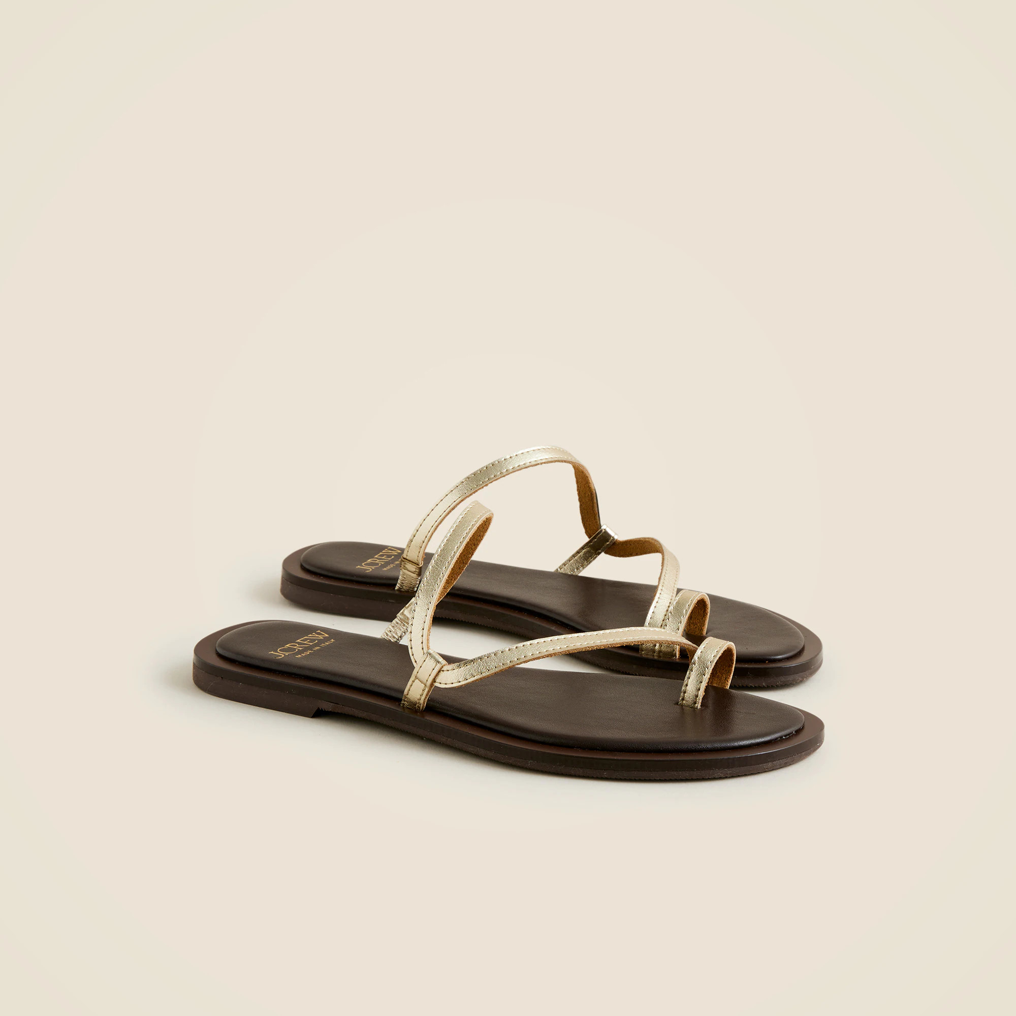 Carsen Made-in-Italy toe-ring sandals in metallic leather | J. Crew US