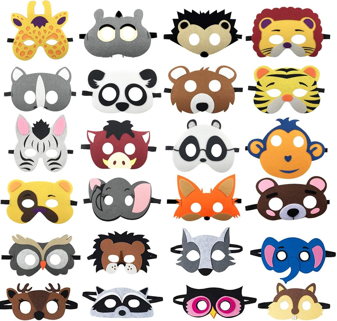 24 Packs Animal Masks for Kids Felt Animal Masks Fitted With Elastic Bands for Animal Birthday Pa... | Amazon (US)