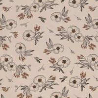 Muted Florals Fabric, Flowers 100% Cotton, Duck Cloth, Home Accents Fabric By A Yard, Accessories Gray, Brown, Cream | Etsy (US)