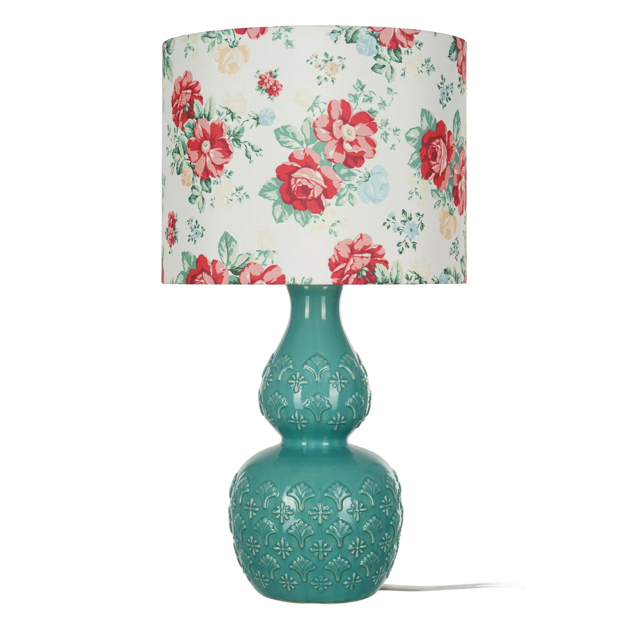 The Pioneer Woman Vintage Floral Table Lamp, Green Finish | Walmart (US)