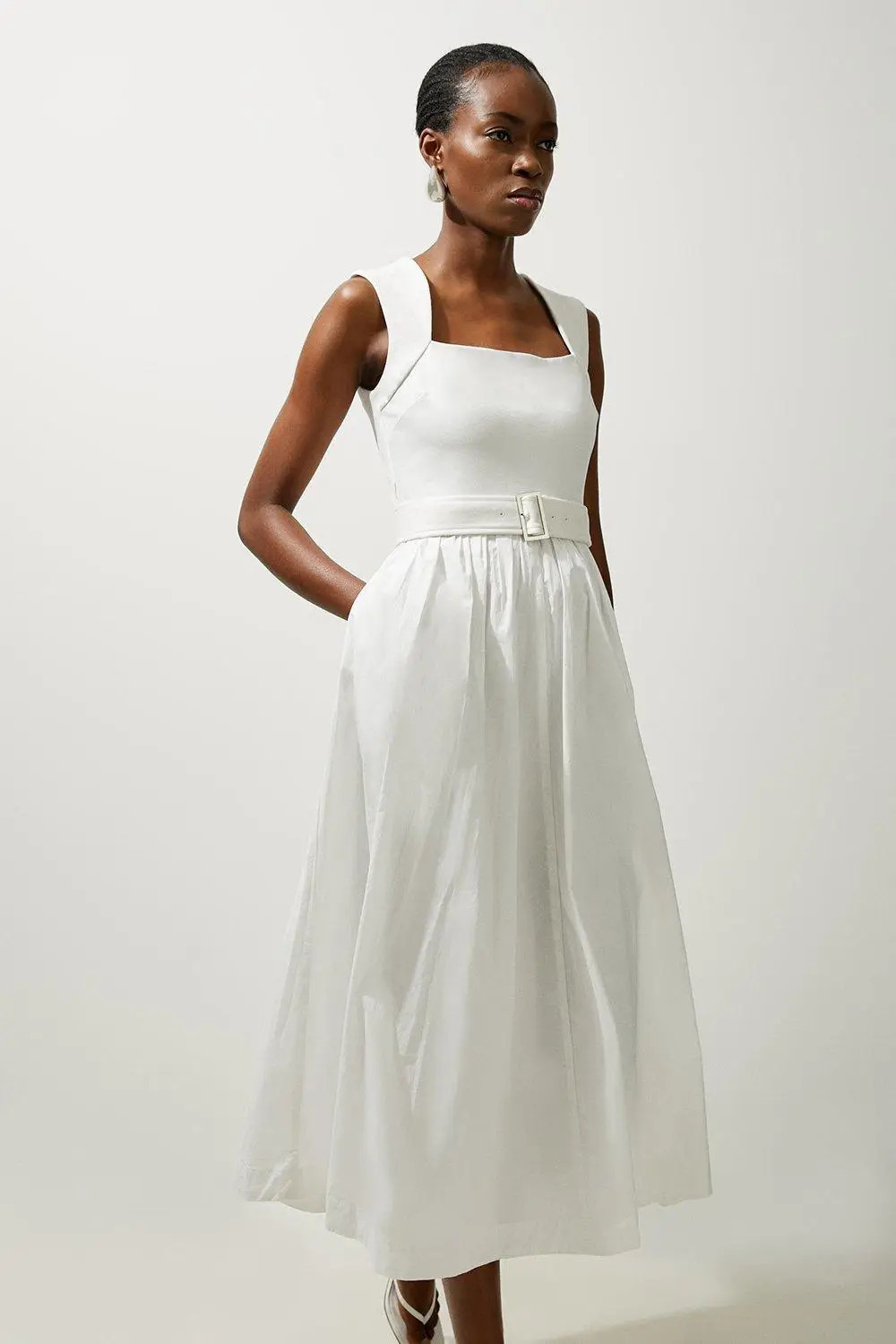 Scoop Neck Jersey Cotton Mix Maxi Dress | Karen Millen
