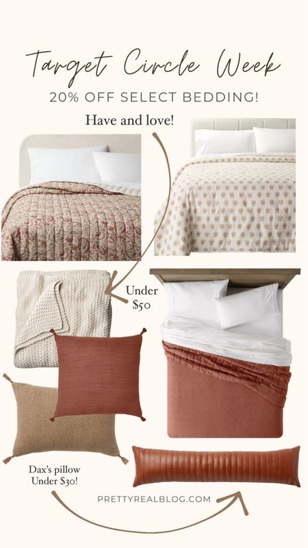 20% bedding at target! I have the natural chunky knit throw and love it so much! We also have the extra long leather lumbar- perfect in a boy’s room! Floral quilt, block print quilt, linen bedding, modern quilt, geometric quilt, warm neutral bedding, fall bedding refresh 

#LTKfindsunder50 #LTKsalealert #LTKhome