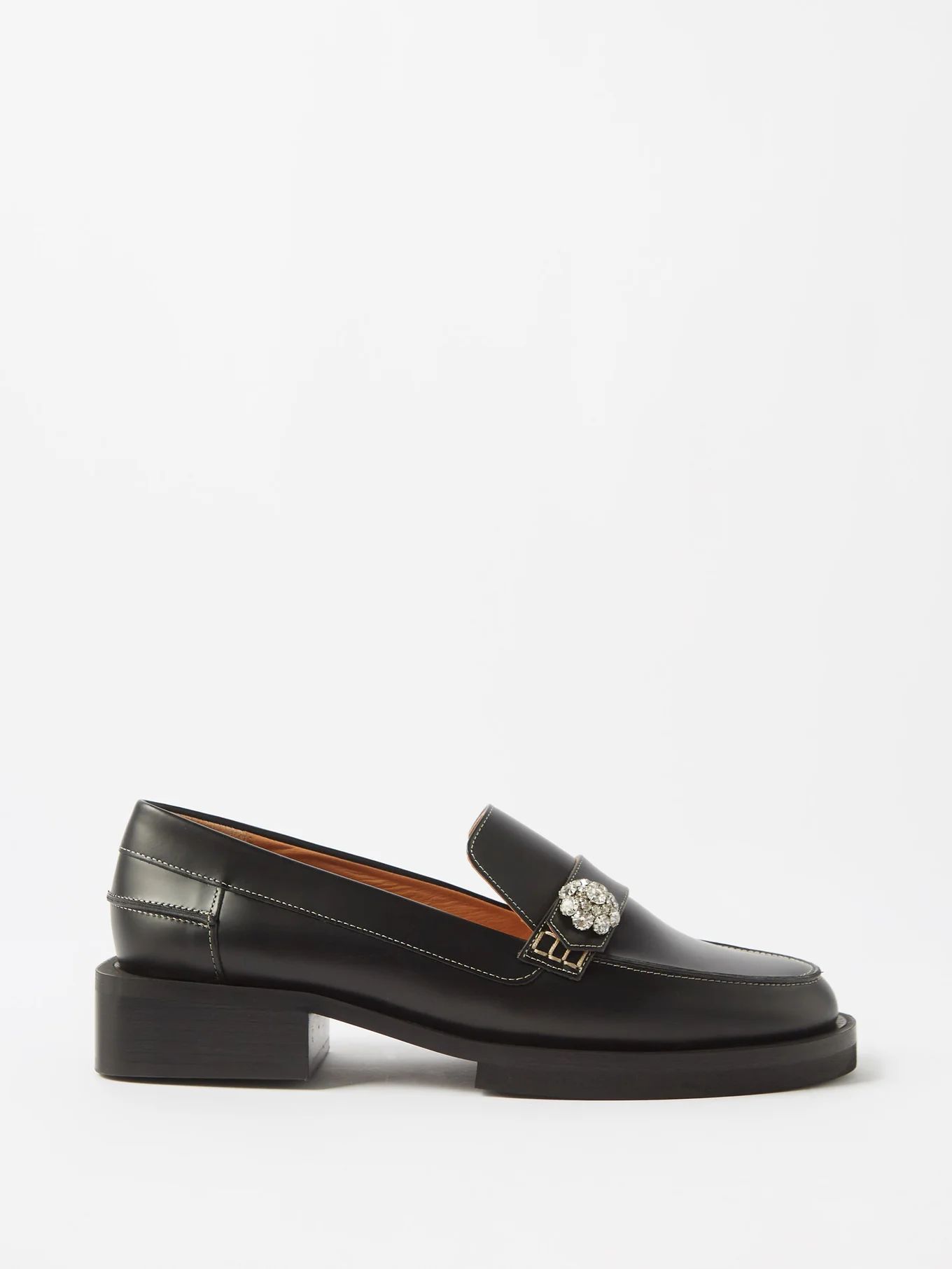Crystal-embellished leather loafers | Ganni | Matches (US)