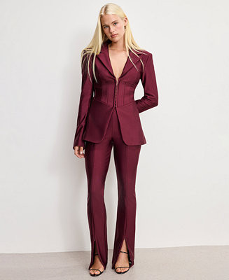 Good American Women's Dolly Joleans Compression Shine High Rise Pants, Regular & Plus Size - Macy... | Macy's