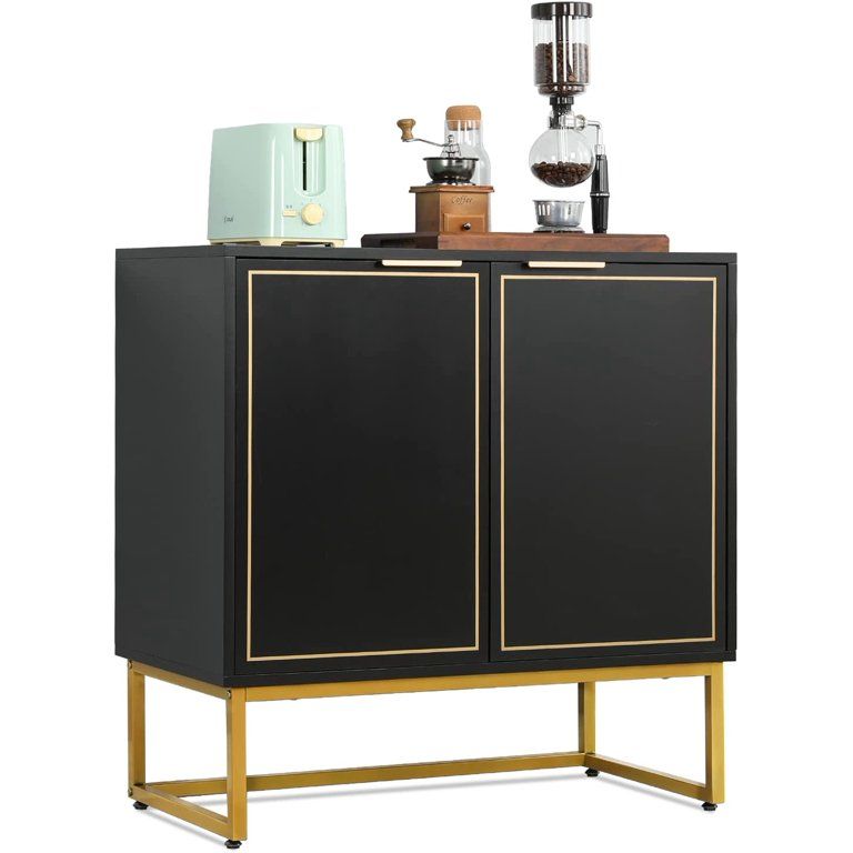 Yoleny 31'' Buffet Cabinet with Storage, Accent Cabinet with 2 Doors, Gold Trim and Golden Legs, ... | Walmart (US)