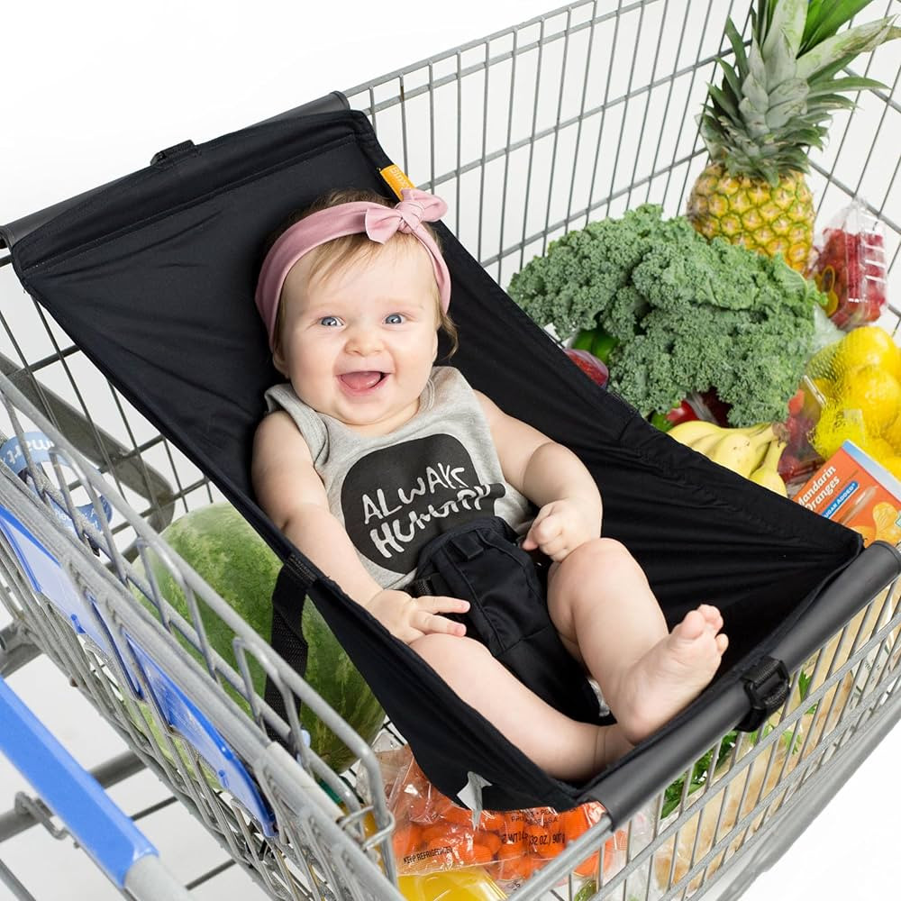 Shopping Cart Hammock for Infants and Toddlers, Cart Seats for Babies, for All Car Seat Models, Grocery Cart Hammock for Baby, Capacity of up to 50 lbs, Black | Amazon (US)