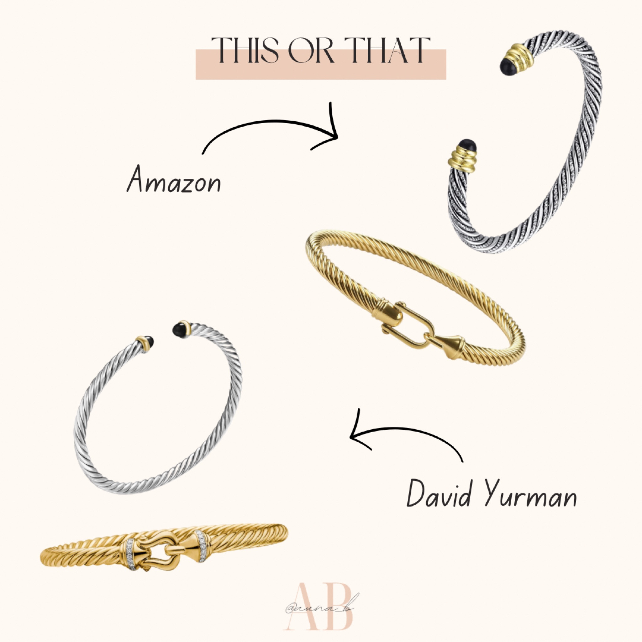 INSPIRED —> David Yurman dupes on Amazon
#save #splurge #dupe

#LTKGiftGuide #LTKStyleTip #LTKFindsUnder50