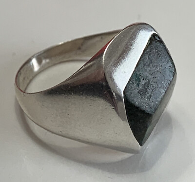 Vintage Taxco J Gomes Green Agate Jasper Modernist Ring Sz-8 Mexico Sterling 925 | eBay US