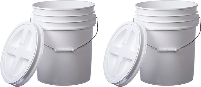 Letica Premium 5 Gallon Bucket Pail Container with Gamma Seal Lid, Food Grade BPA Free HDPE, Whit... | Amazon (US)