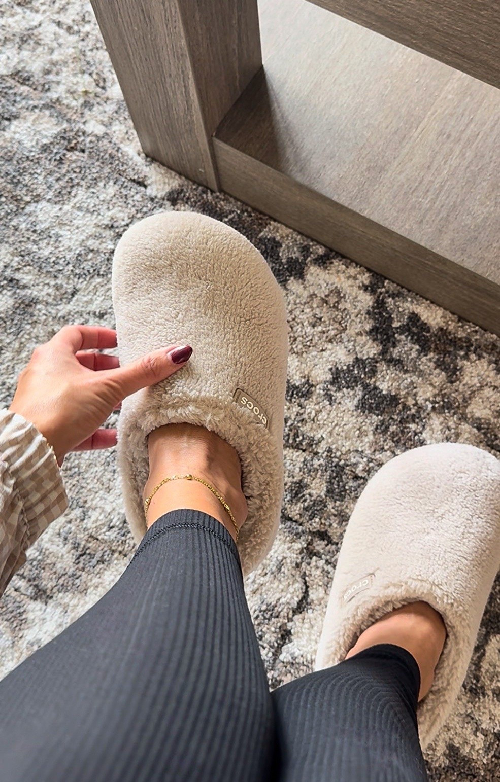 Crocs Café Slippers. 
Super soft with a hard sole!

#LTKSeasonal #LTKmomlife #LTKHome