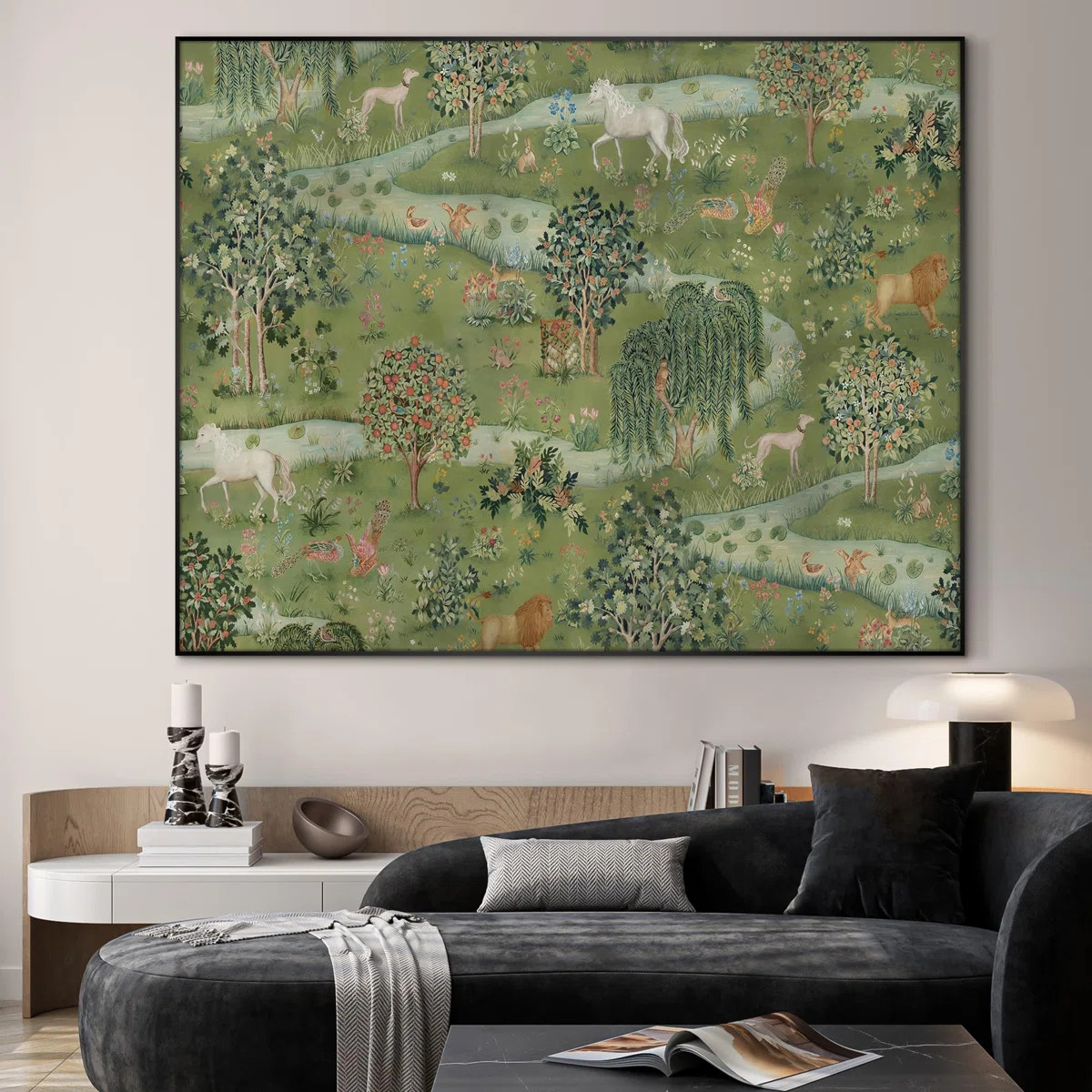 Extra Large Wall Art Fabric Print - Medieval Fantasy Forest with Woodland Animals, Storybook-Insp... | Wayfair North America
