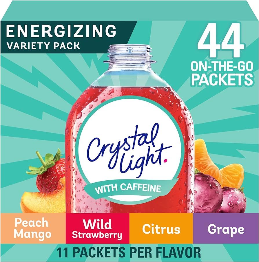 Crystal Light Energy Citrus, Grape, Peach Mango, & Wildy Strawberry Powdered Drink Mix Singles Va... | Amazon (US)
