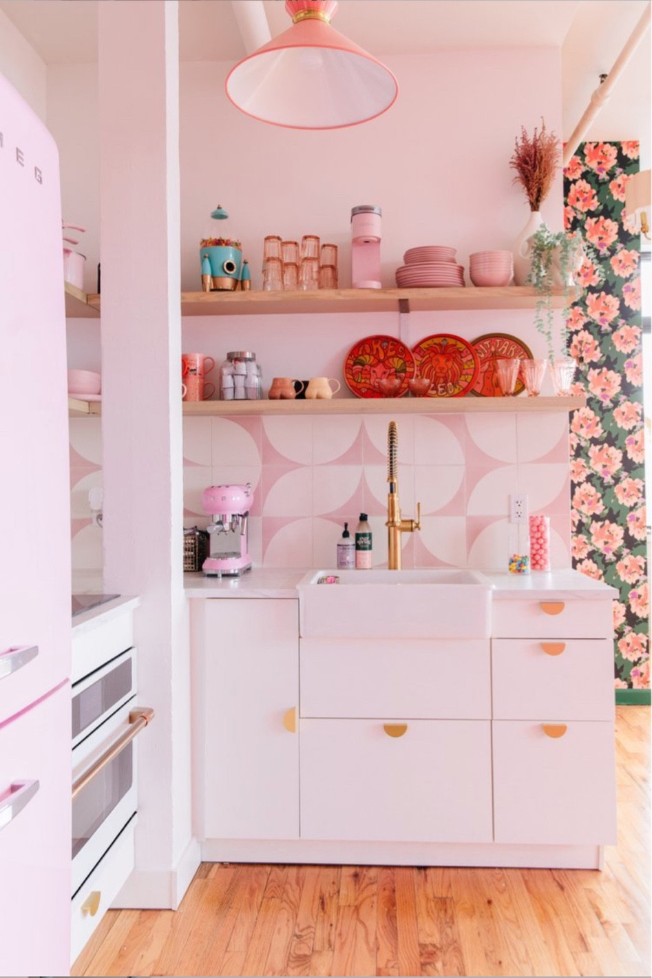 Pink kitchen wallpaper pink Smeg floral wallpaper small kitchen girly kitchen 

#LTKHome