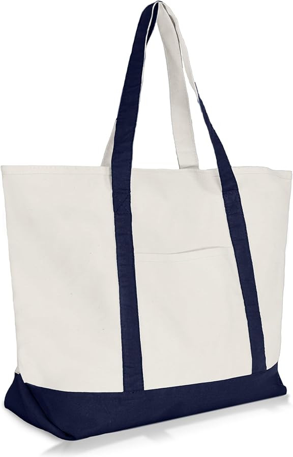 DALIX 22" Heavy Duty Cotton Canvas Tote Bag (Zippered) | Amazon (US)