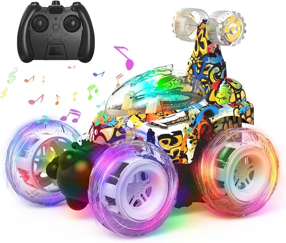 Kizeefun RC Stunt Car Invincible 360°Rolling Twister with Colorful Lights & Music Switch, Rechar... | Amazon (US)