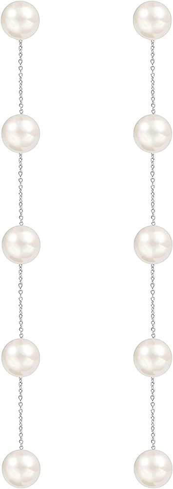 Voaino Long Pearl Earrings for Women 925 sterling silver Pearl Dangle Earrings Hypoallergenic Ele... | Amazon (US)