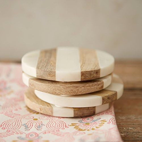 Amazon.com: ARTISTIC INDIA Luxurious Atelier Marble and Wood Set of 4 Coasters, 4 x 4 inches for Dri | Amazon (US)