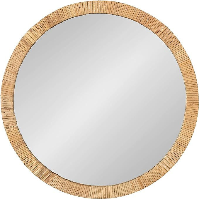 Kate and Laurel Rahfy Boho Round Rattan Mirror, 28 Inch Diameter, Natural Wood, Decorative Round ... | Amazon (US)