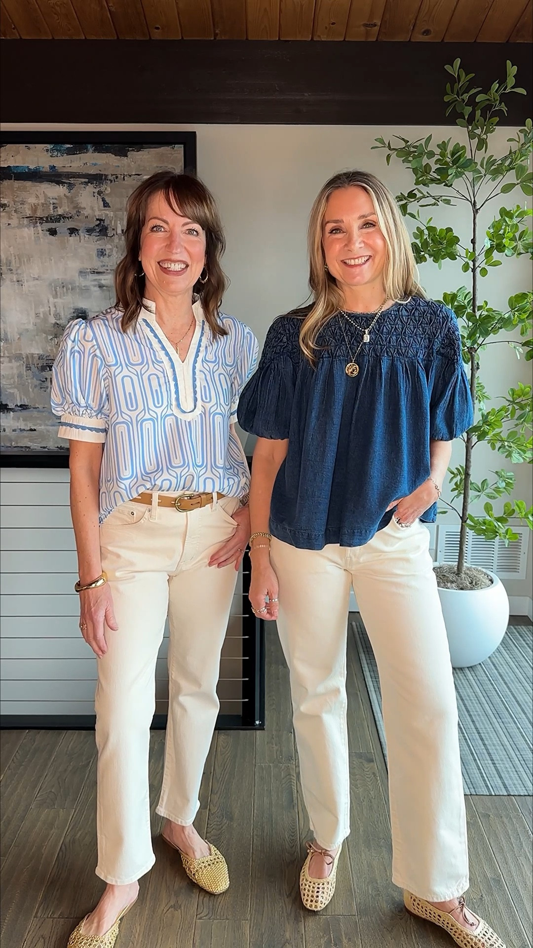 Comment SHOP for outfit links! 
Ecru jeans are so fresh for spring!🌸 These are our favorite straight leg styles! We also linked our cute spring tops and shoes. We are both 5’6, small in tops and 26/27 in pants! 
How to Shop:🛍️
-Comment SHOP for outfit links
-Click the link in our bio to shop
-Watch our stories for links! 

Ecru jeans, Madewell, straight leg jeans, Anthropologie, blue top, puff sleeve top, Sam Edelman, Levi’s


#LTKgrwm #LTKOver40 #LTKootd