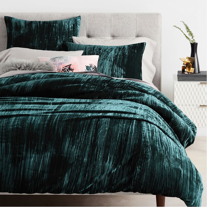 Crinkle Velvet Duvet Cover & Shams | West Elm (US)