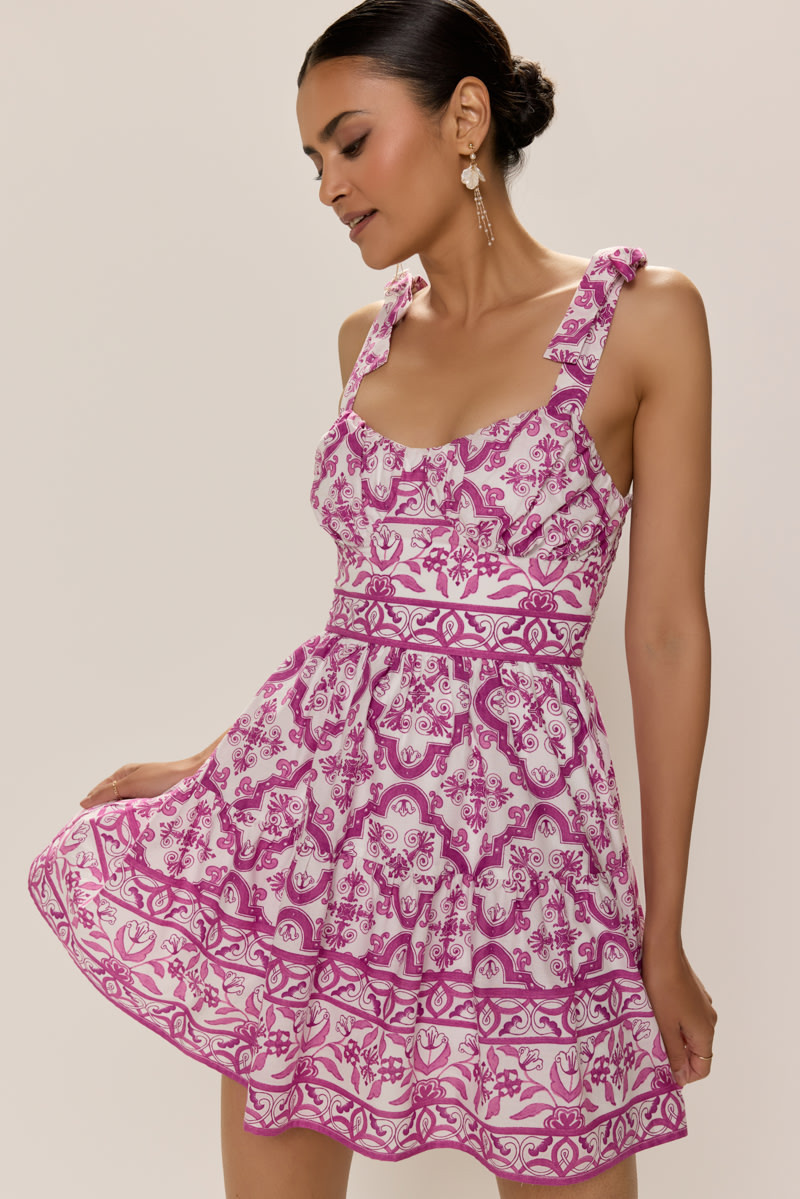 Brittany Printed Tie Strap Mini Dress | Francesca's