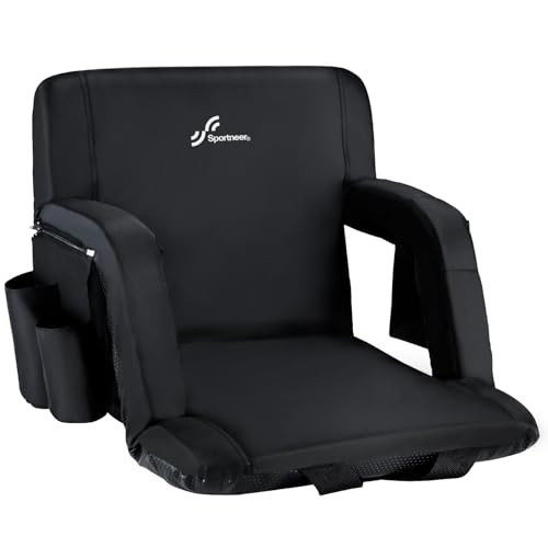 Sportneer Stadium Seats for Bleachers, Bleacher Chairs with Back and Cushion Bleacher Seats with Back Support Padded Stadium Chair with Armrests 6 Reclining Positions for Sport Events Camping Beaches | Amazon (US)